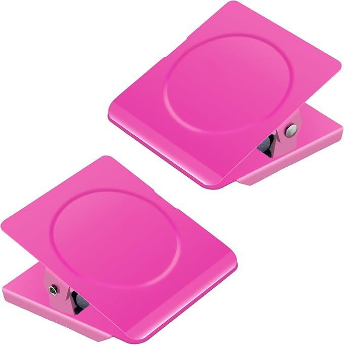 Grtard Strong Magnetic Clips, 2.2 Inch Extra Large Magnetic Clips Heavy Duty, 2Pack Magnet Clip for Fridge, Clip Magnets for Refrigerator, Whiteboard, Classroom, Kitchen, Office Organizer (Pink)