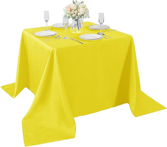 Cupuamon Square Tablecloth 90x90 inch Washable Polyester Fabric Table Cloth for Wedding Party Dining Banquet Decoration (90x90, Yellow)