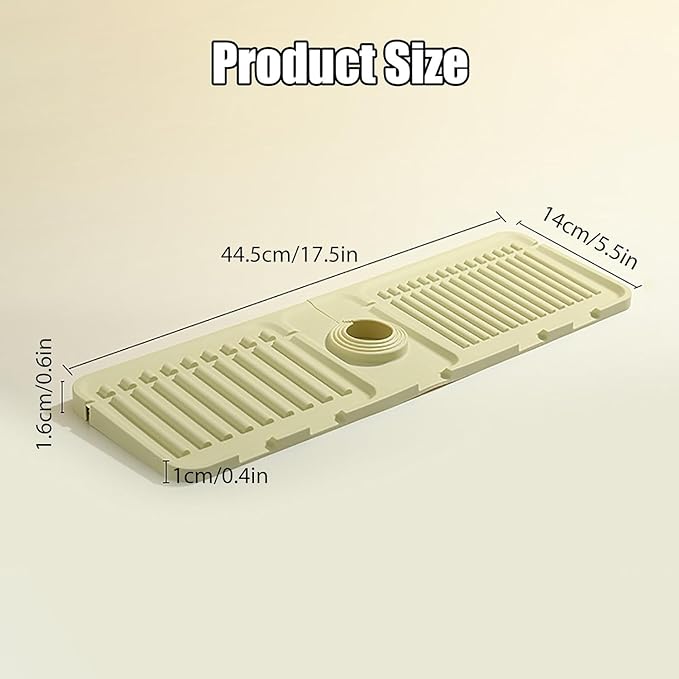 Faucet Mat for Kitchen Sink Upgraded Premium Silicone Splash Guard with Fast Drying Properties Protective Sink Tray Ideal for Stone Sinks in Kitchen & Bathroom (Gray, 17.5"x5.5")
