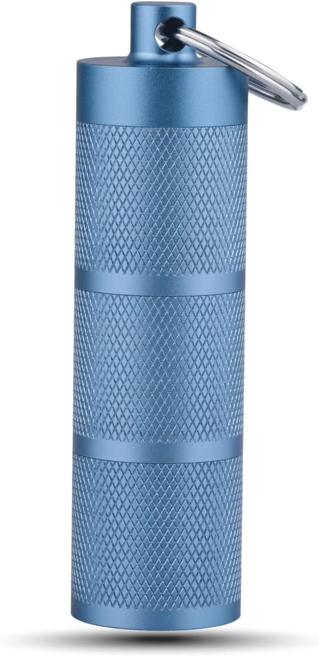 Waterproof Keychain Pill Holder - Compact, Portable, and Secure Pill Box with 3 Compartments - Pocket-Sized Pill Case and Container for Daily Medication on The Go, Blue