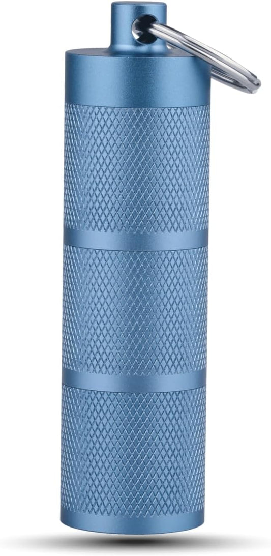 Waterproof Keychain Pill Holder - Compact, Portable, and Secure Pill Box with 3 Compartments - Pocket-Sized Pill Case and Container for Daily Medication on The Go, Blue