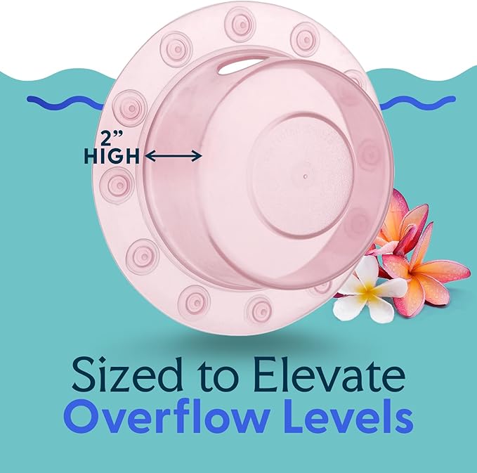 SlipX Solutions Bottomless Bath, Essential Overflow Drain Cover for Bathtub, Best Bath Accessories for Women, Adds Inches of Water to Your Tub for Deeper Soak, 4" Diameter, Coral
