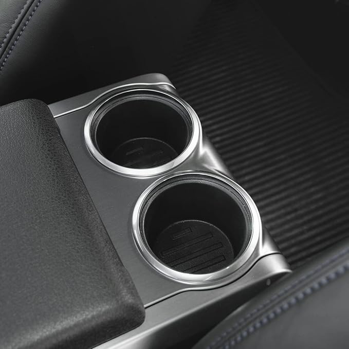 Rear of Center Console Cup Holder for Ford F150 2009-2014 with Flow Through Console Cup Holder Replacement Insert for F150 TPE Drink Bottle Holder 2PCS (with Flow Through Console)