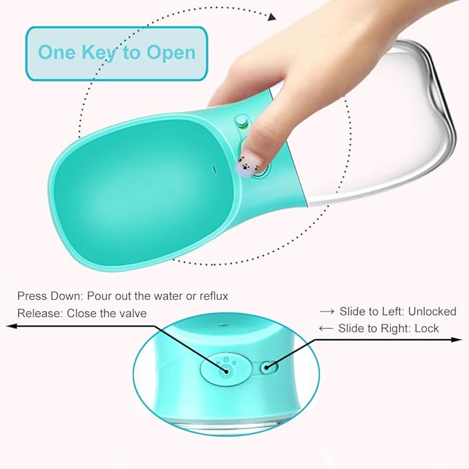 350 ml / 11.9 oz Portable Dog Water Bottle, Water Bottle with Drinking Feeder for Dogs, Water Dispenser for Dogs in Walking, Hiking & Traveling (White)