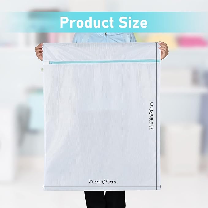 OTraki Large Mesh Laundry Bags 28x35 inch Zipper Mesh Lingerie Bags for Washing Delicates Net Laundry Mesh Bag Sack Machine Washable for Travel Dorm Hotel Camp, White