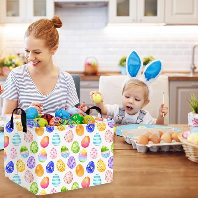 Rectangular Cute Easter basket,Easter basket empty,Storage Basket for baby Bedroom,Toy Gift Organizerm,Kids Storage Bin,Gift baskets,Easters Home Decor(Blue Easters egg)