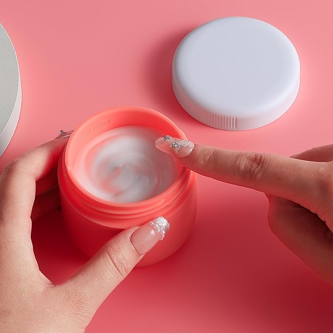 Travel Containers for Toiletries, Silicone Cream Jars BPA-Free, Leak-proof 1.35oz Travel Size Containers, Portable Size Silicone Jars with Lid for Cosmetic Face Hand Body Cream (4 Pack)