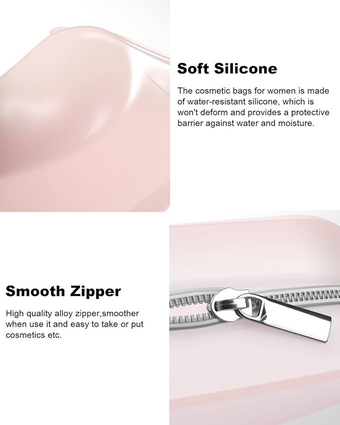 Small Clear Silicone Pouch, Mini Makeup Travel Bag Cute Make up Pouch for Purse Portable Cosmetic Case Clear Toiletry Bag for Women Coin Purse Compact Car Bag for Essentials