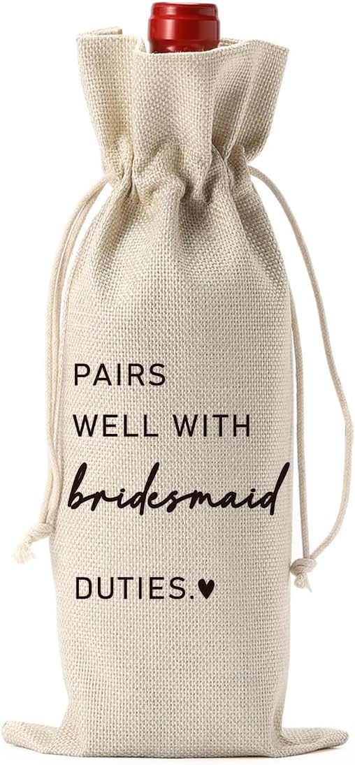 Bridesmaid Bridal Party Shower Gifts for Bridesmaids Wine Bag Pairs Well With Bridesmaid Wine Accessory Sets
