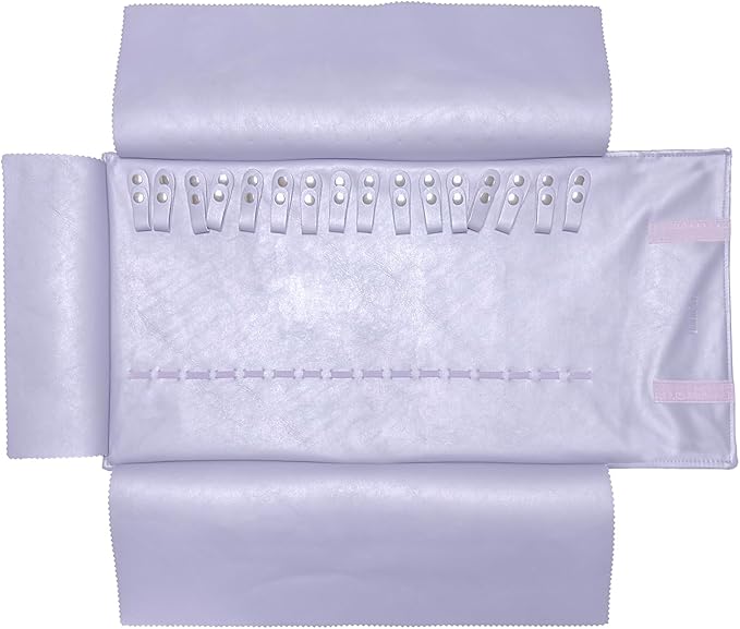 UnionPlus Travel Jewelry Roll, Faux Leather Necklaces Organizer Bag, Elastic Band and Anti-winding, Lavender Violet
