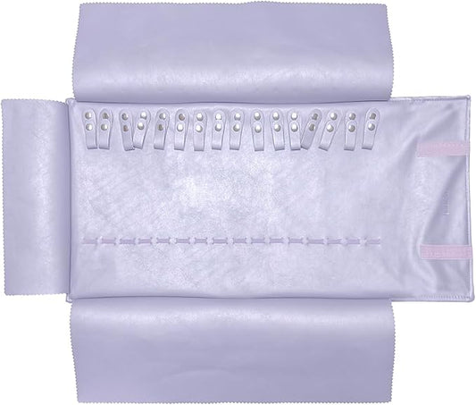 UnionPlus Travel Jewelry Roll, Faux Leather Necklaces Organizer Bag, Elastic Band and Anti-winding, Lavender Violet