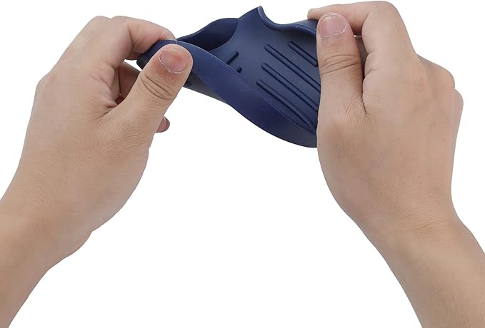 Silicone Bathroom Soap Dishes with Drain Spout-Kitchen Sink Organizer,Sponge Holder,Dish Soap Tray,Perfect for Dispenser,Scrubber,Bottle,Cup on Sink or Counter-Navy Blue 4.9"×3.2"