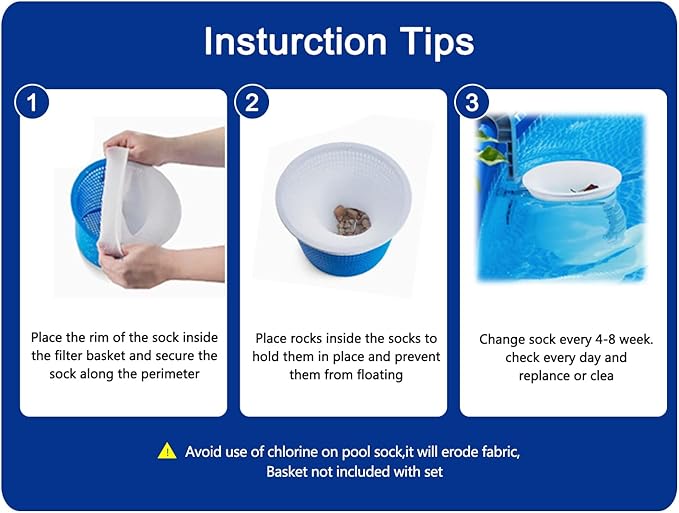 100 Pack Pool Skimmer Socks for Pool Filters, Filters Baskets and Skimmers to Filter Debris and Leaves, Protact Filter System of Inground and Above Ground Pools