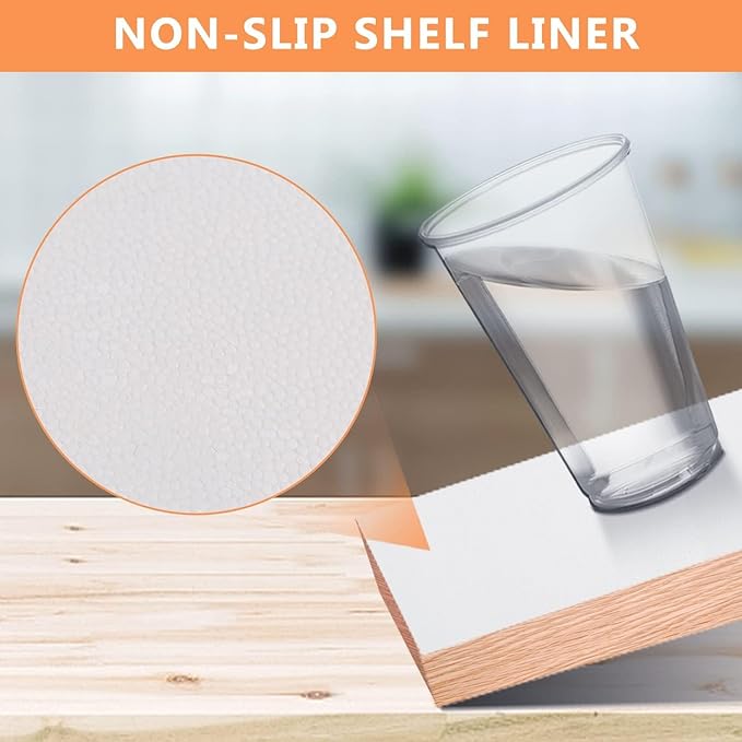 WochiTV Shelf Liner for Cabinets, Drawer Non Adhesive Non Slip Foam Mat for Kitchen, Pantry, Bathroom, Cupboard, Garage, Closet, Shelves, Drawer, Tool Box, White 23.6 x 118 inches