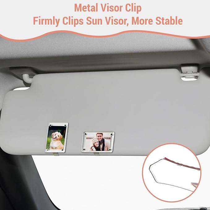 1Pcs Car Clip Picture Holder,Personalized Car Picture Frame,Acrylic Car Photo Holder,Magnetic Car Sun Visor Photo Clip,Visor Clip Photo Frame Hanging Decor Car Accessories for Mom Husband Family