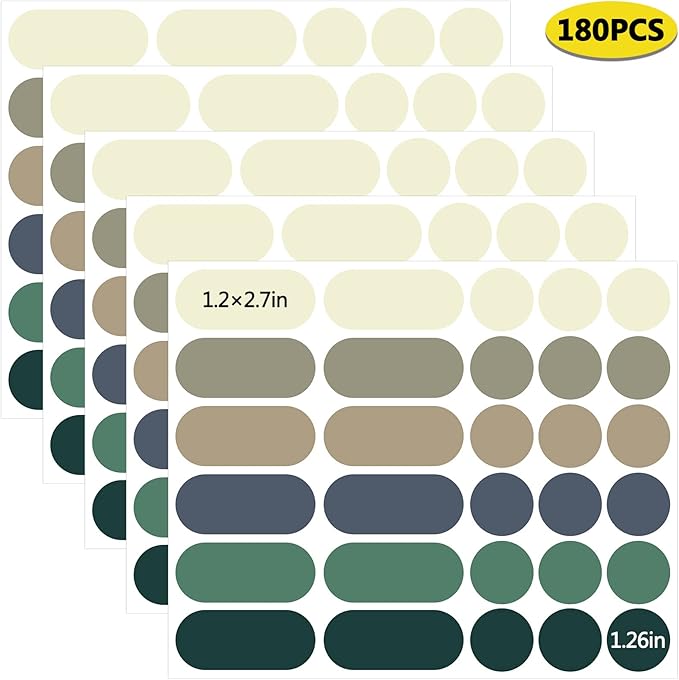 180Pcs Removable Labels for Jars Waterproof Self Adhesive Kitchen Label Stickers for Food Storage Containers, Home and Pantry Organization,2 Marker Pens Included