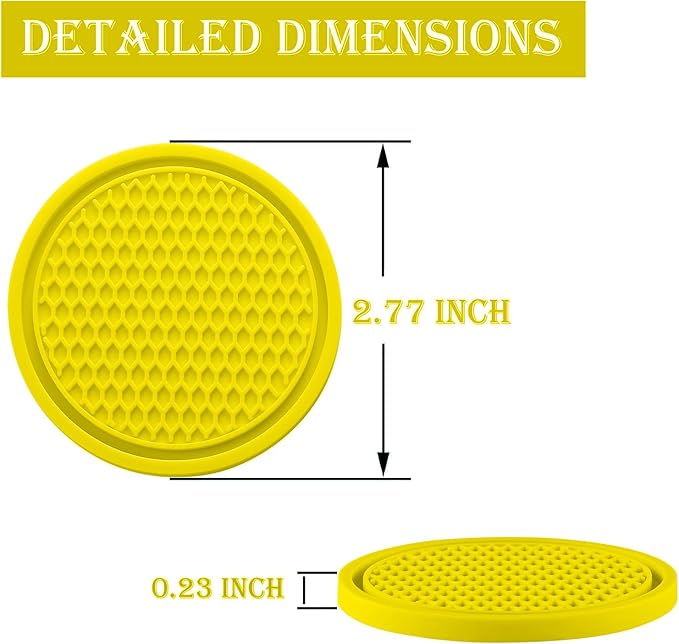 SINGARO Car Cup Coaster, 4PCS Universal Non-Slip Cup Holders Embedded in Ornaments Coaster, Car Interior Accessories, Yellow
