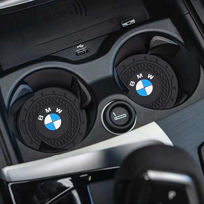 Car Cup Holder Coaster for BMW M 3 5 7 X1 X3 M3 M5 X1 X5 X6 Recessed Silicone Cupholder Coaster Interior Accessories 2.75in 2Pack Black