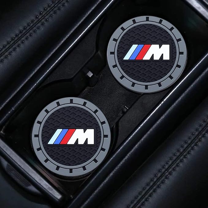for BMW M Car Cup Holder Coaster, Auto Cup Holder Insert Coaster Compatible with BMW M M2 M4 M5 M6 M8 X1 X2 X3 X5 X6 M135i M240i Z4 328i X7, 2PCS