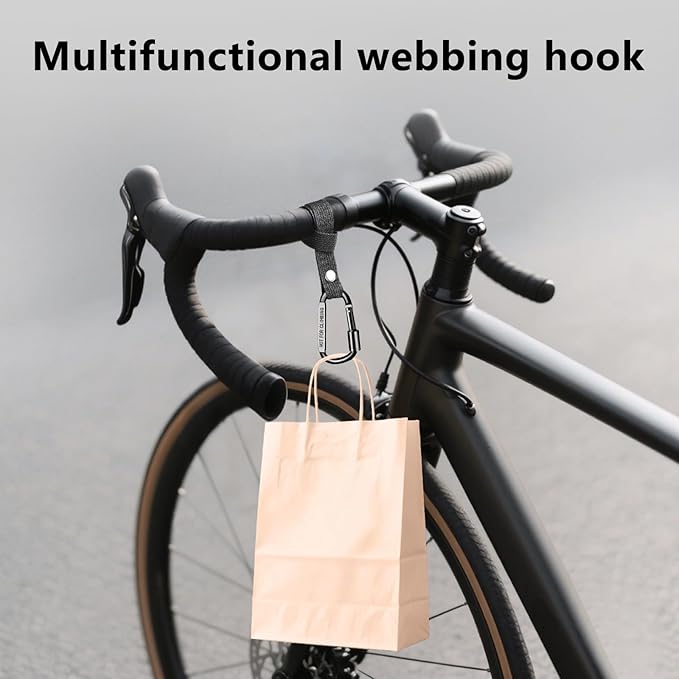 Stroller Hooks for Bags with Locking Stroller Carabiner Clip – Heavy-Duty Hooks for Diaper Bags, Groceries, Backpacks on Strollers, Bikes & Shopping Carts (Black, 2 Pieces)