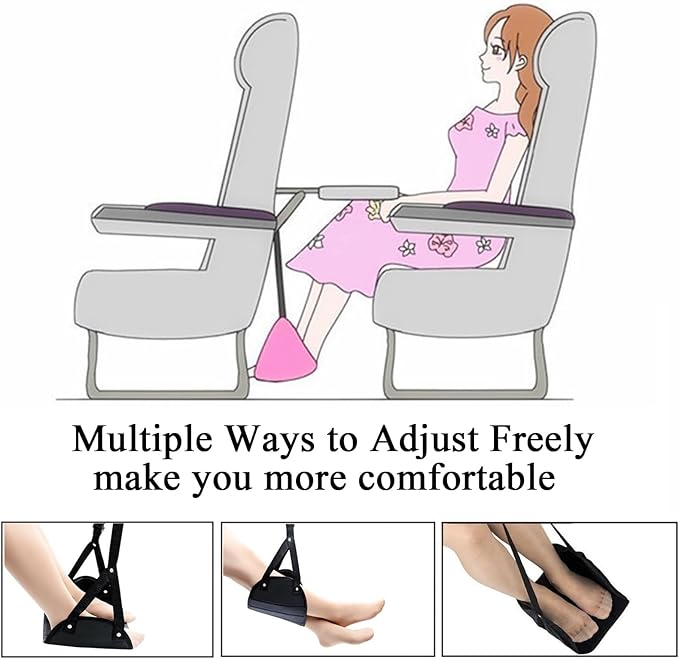 Airplane Foot Rest for Plane Long Flight Air Travel Foot Hammock Relax Feet Portable Desk Foot Hammock with Extended Adjustment Strap FootSling Airplane Travel Essentials for Long Flight