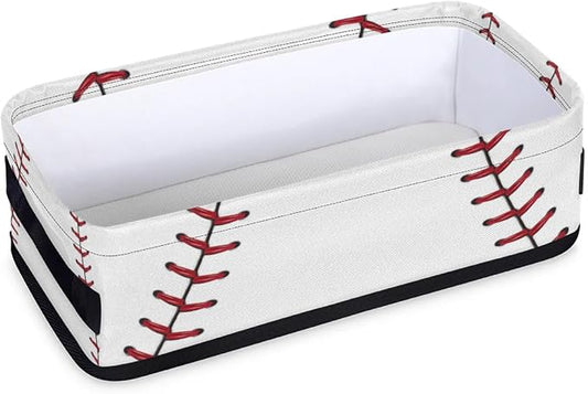 Baseball Lace Small Bathroom Baskets for Toilet,Foldable Toilet Paper Tank Basket Organizer for Towels Storage Decorative Open Storage Bins for Home,Closet,Containers,Cabinet