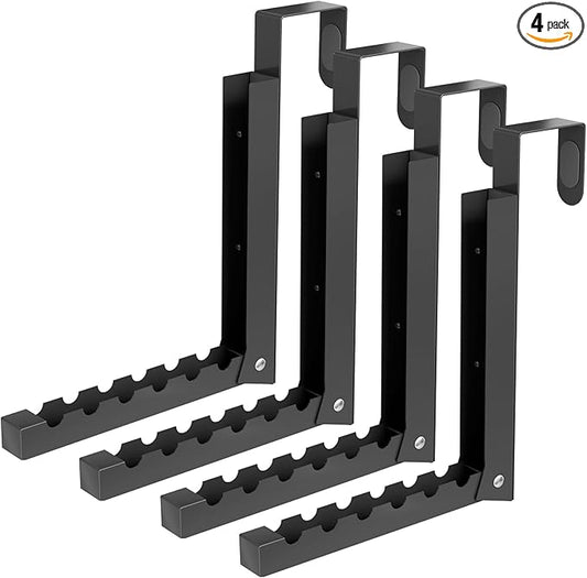 BAKON Over The Door Hanger Folding Clothes Drying Rack, Folding Hanging Coat Rack for Indoor Laundry Room Compact Small Space Foldable Portable Clothing Hanger Hook Collapsible - 4 Pack (Black)