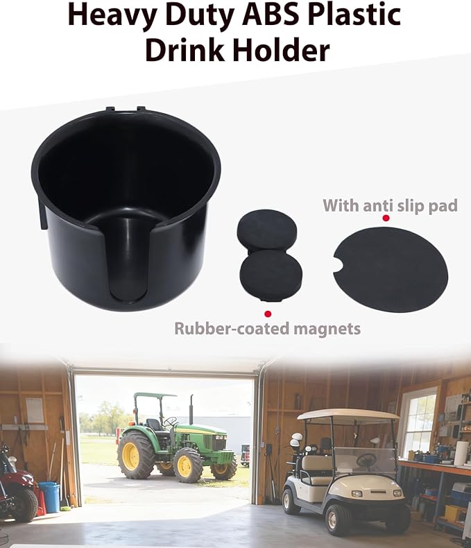 Magnetic Cup Holder, Dual Magnet Bottle Holder Fit 45oz Large Capacity, with Non-Slip Pad & Rubber-Coated Magnet Fits Metal Surfaces, Drink Holder for Tractor Mower Bus Forklift (Large)