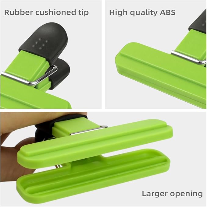 6 Pack Chip Bag Chips Food Clips with Heavy Duty Tight Seal Grip Plastic Bags Clips for Food Storage Assorted Colors Food Bag Clips Snack Clips Small Sizes Kitchen Clip for Coffee Snacks (3 Colors)