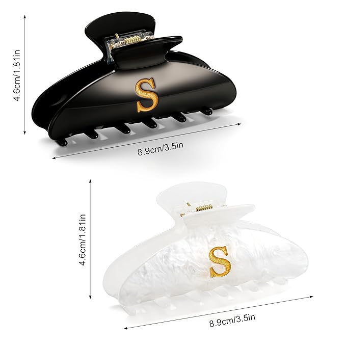 CWJCYTNSN 2 PCS Hair Claw Clips for Women Non-slip Black White Claw Clips for Thick Thin Hair Stylish S Hair Clips Elegant Hair Accessory Girls