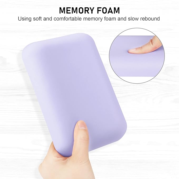 Leolee Elbow Rest Pads for Desk, Upgraded Gel Memory Foam Ergonomic Wrist Rest Pad Arm Rest Pads with Non-Slip Base, Cushion Support Relieve Elbow and Wrist Pain for Computer, Office, 2 Packs, Purple