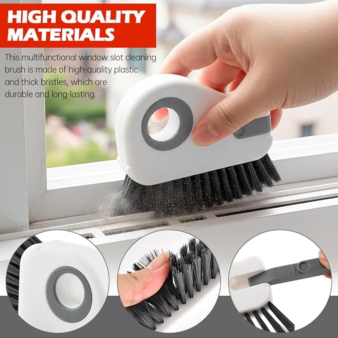 2Pcs Window Track Cleaner with Hard Bristle Brush & Scraper, 2-in-1 Groove Cleaning Tool for Sliding Door Tracks, Window Sills, and Seal Crevices