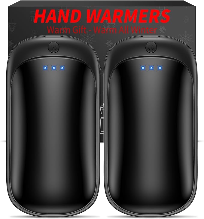 2 Pack Hand Warmers Rechargeable, Portable Electric Hand Warmers Reusable, USB 2 in 1 Handwarmers, Outdoor/Indoor/Warm Gifts for Men Women Kids
