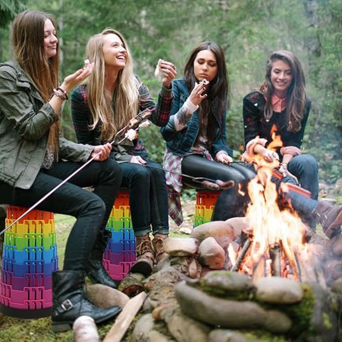 2025 Collapsible Stool Chair, Upgraded Folding Stool for Adults Lightweight, Sturdy, Adjustable, Portable, Foldable Seat Sturdy Stools for Outdoor Camping Fishing Hiking Gardening BBQ - Max 660lbs