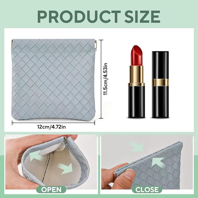 4PCS Small Makeup Bag for Purse，Waterproof Leather Portable Mini Makeup Bag,Snap Closure Organizer Pouch for Coin Cards Jewelry Lipstick Cosmetic Accessories，Small Travel Kit Storage Pouch