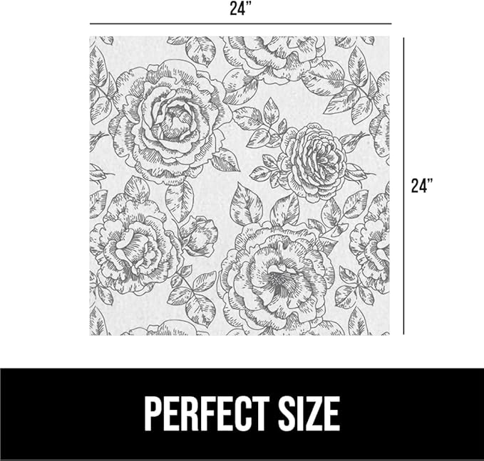 GORILLA GRIP LeakGuard Non-Adhesive Under Sink Mat for Kitchen Cabinet, Waterproof Quick Dry Shelf Liner, Durable Absorbent Felt Mats for Bathroom Sinks, Cabinets, Dresser, Easy Trim 24x24 Floral Gray