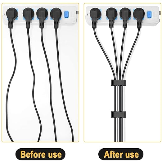 50Pcs Self Adhesive Cable Management Clips, Cable Organizers Wire Clips Cord Holder for PC Laptop Ethernet Cable Desktop Home Office (1.52’’ x 0.59’’ x 0.57’’, Black)