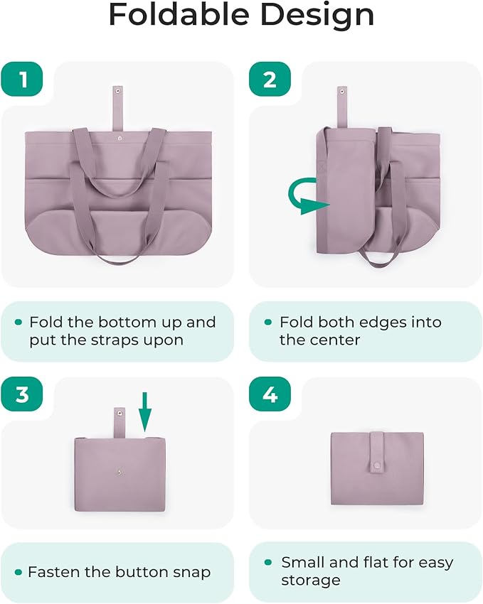 BAGSMART Tote Bag for Women, Foldable Tote Bag With Zipper Travel Large Shoulder Bag Handbag for Work-16.5''l X 6''wx 14''h