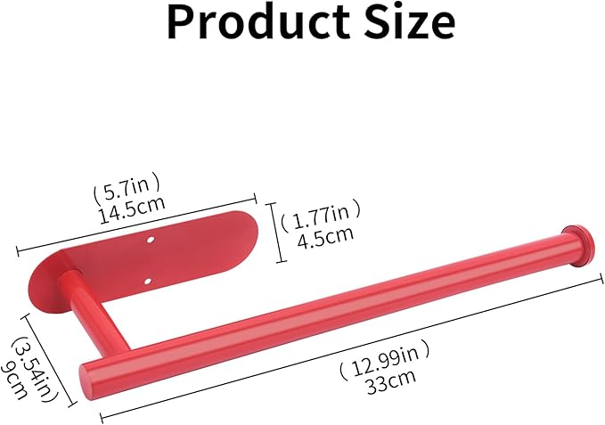 Yeebeny Red Cabinet Mount Paper Towel Holder - Stainless Steel