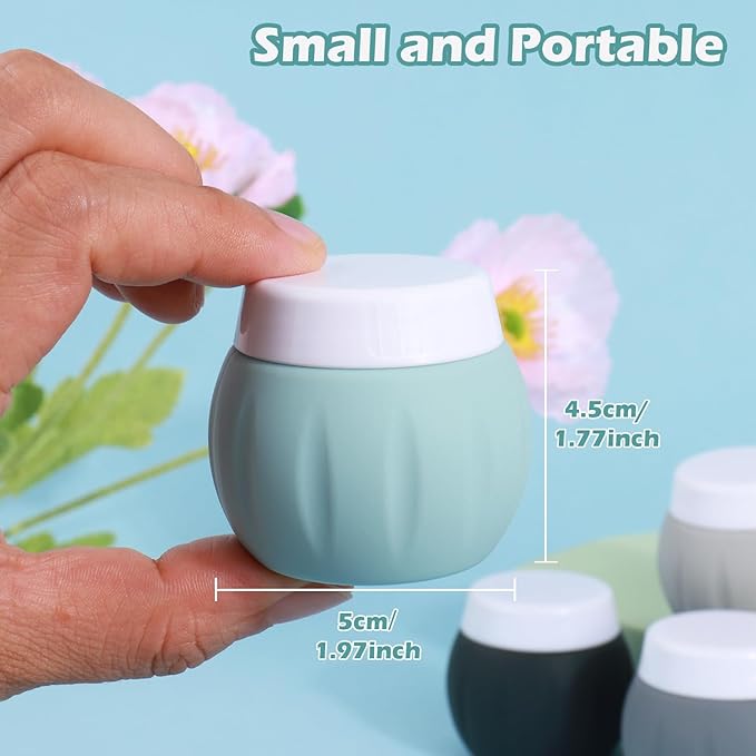 Travel Containers for Toiletries, GLAMFIELDS TSA Approved 1.7oz 50ml Travel Size Silicone Cream Jars BPA Free, Leak-proof Travel Essentials with Lid for Cosmetic Face Hand Body Cream Grey (4 Pack)