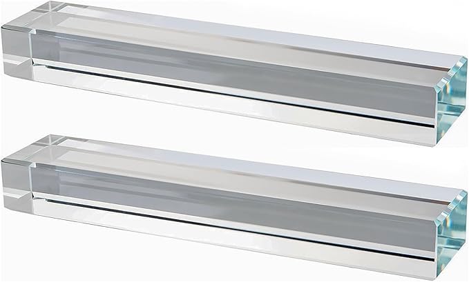 ‌vskikris Glass Paperweight - 2 Pcs Clear K9 Glass Blocks for Office Desk & Books (5.9"x1.2"x0.8") - Modern Home Decor Crafts & Gifts Set with Transparent Glass Tiles
