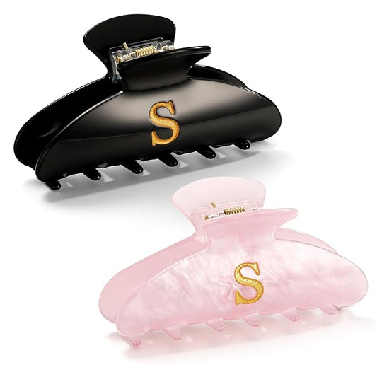 CWJCYTNSN 2 PCS Hair Claw Clips for Women Non-slip Black Pink Claw Clips for Thick Thin Hair Stylish S Hair Clips Elegant Hair Accessory Girls