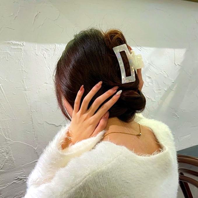 Women Cellulose Acetate Hair Clips 3.3 Inch Banana Hair Claw Clip, Tortoise Shell Celluloid Strong Hold Clips for Thin Thick Hair, Fashion Hair Accessories for Ladies Mother (2 Pack)