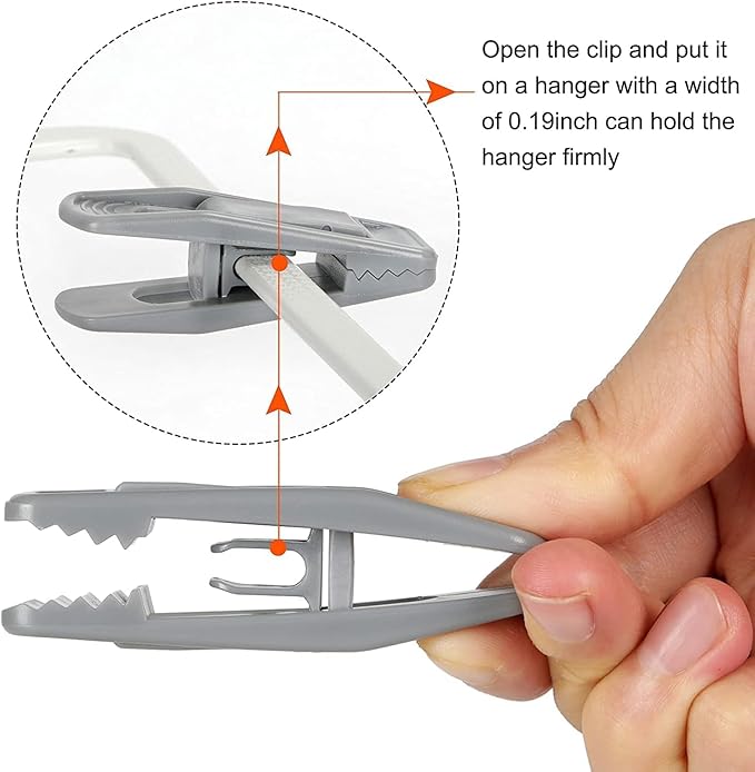 Tinfol Gray 60pc Hanger Connector Hooks and 20pc Hanger Clips, Stackable Space Saving Hook - Hangers Finger Clips, Hanger Organizer Accessories for Closet Organizers