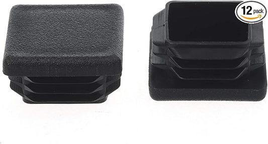 1 Inch Square Plastic Plugs, Pipe OD 1" x 1", Steel Chair Leg End Caps, Bar Stool Glides, Fence Plugs, Furniture or Fitness Equipment End Caps (12 Packs)