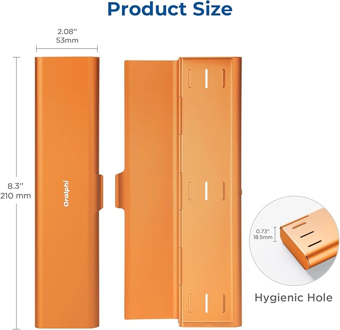 Wider Aluminum Toothbrush Travel Case, Portable Travel Toothbrush Holder, Durable Manual Toothbrush Box Container for Traveling, Bathroom, Camping, Business Trip, Orange