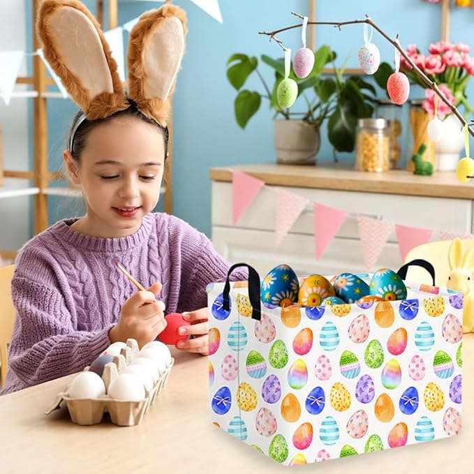 Rectangular Cute Easter basket,Easter basket empty,Storage Basket for baby Bedroom,Toy Gift Organizerm,Kids Storage Bin,Gift baskets,Easters Home Decor(Blue Easters egg)