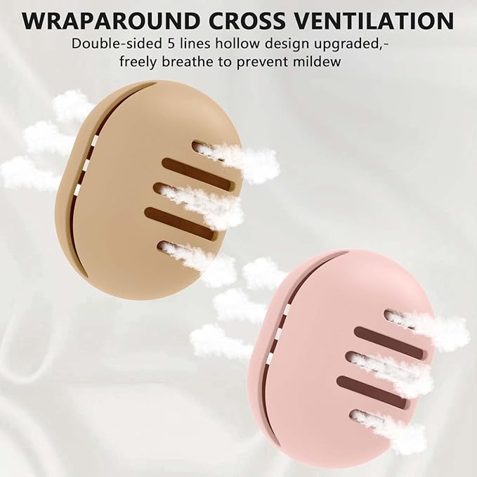 2 Pcs Makeup Sponge Holder,Double-sided Breathable Silicone Beauty Blender Holder for Travel,Shatterproof Make Up Case for All Sponges Sanitary Reuse Easy to Carry,Khaki+Pink