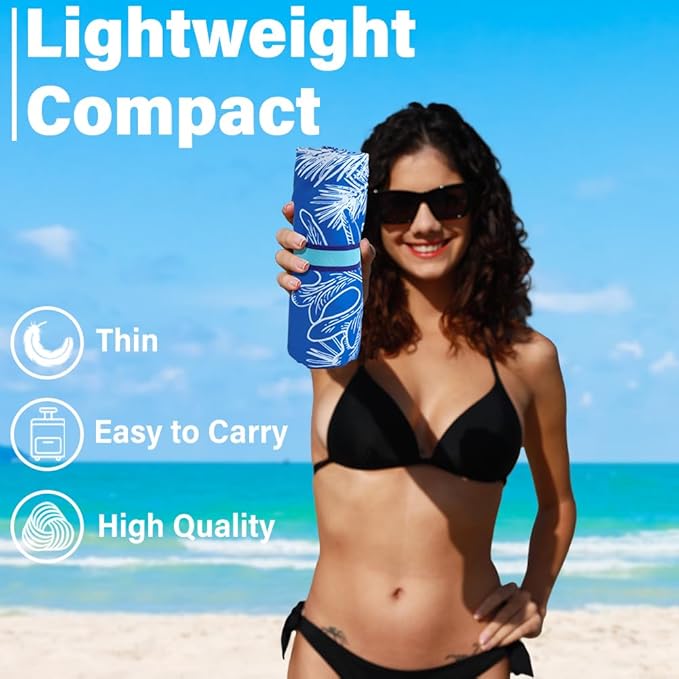 Widdonen Microfiber Lightweight Beach Towel Sand Free Quick Dry Absorbent Thin Compact Towels for Swimming Pool Camping Beach Accessories Large Easy Pack Travel Things for Vacation Essentials Gift
