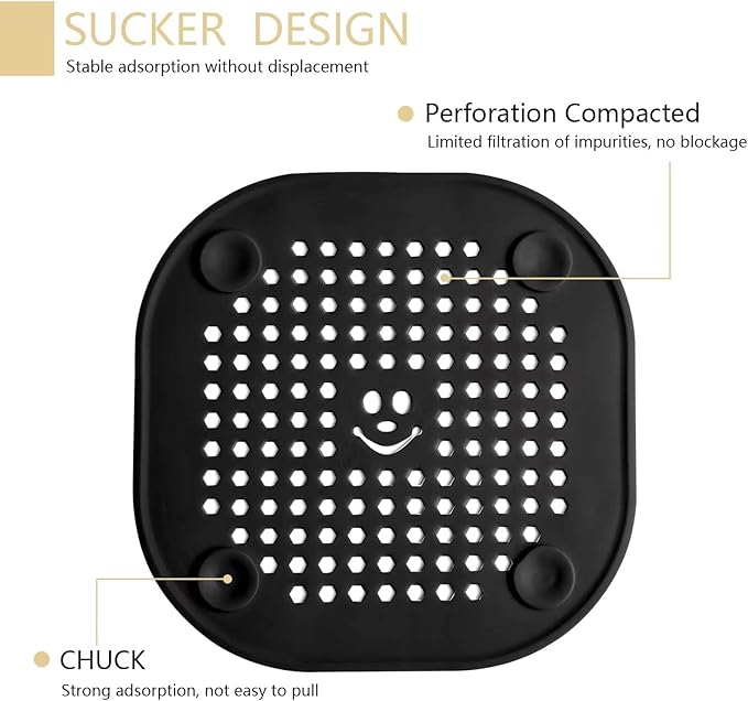 2 Pack Drain Hair Catcher Silicone Drain Protector Hair Stopper with Suction Cup for Shower Kitchen Bathroom White Grey